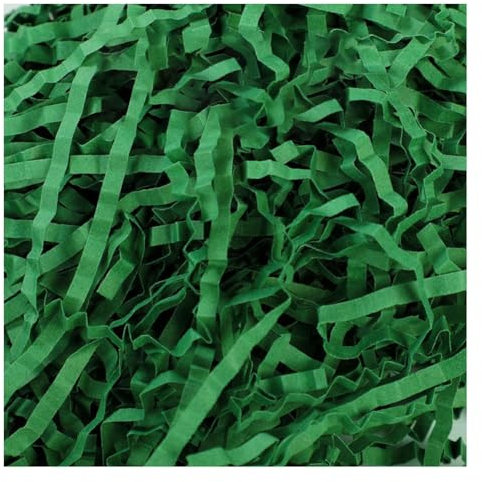 Yurosiay Raffia Papierschnitzel Zerkleinertes Mehrfarbiger Crinkle Papier Geschreddertes Füllmaterial Geschenkfüllung für DIY Party Hamper Füllung Geschenkverpackung Dekorations Dunkelgrün 100g
