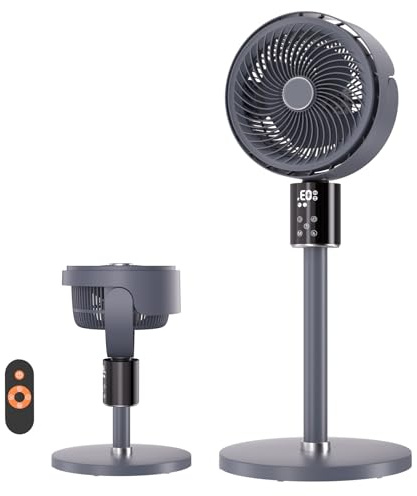 100ft CirculAir Oscillating Standing Fan for Bedroom, Quiet Pedestal Floor Fan with 17-37.8 Adjustable Height, AC Motor, Ultra Quiet 36-50dB, Touch & Remote Control, 3 Speeds, 12H Timer