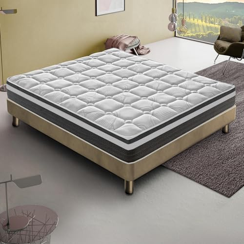 materassi e doghe - Materasso Memory Foam Alto 20 o 30 cm - Ortopedico - 13 Zone di Comfort - 100% Made in italy - Massima Traspirabilità (Matrimoniale 160x200 cm, Alto 30 cm)