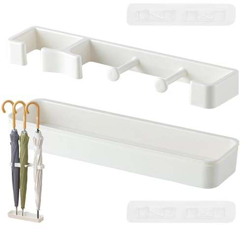 Entryway Umbrella Holder - Wall Mounted Umbrella Organizer, Creative Umbrella Storage Shelf | Indoor Umbrella Stand with Drip Tray, Modern Umbrella Storage for Entrance Living Room Bedroom Offices