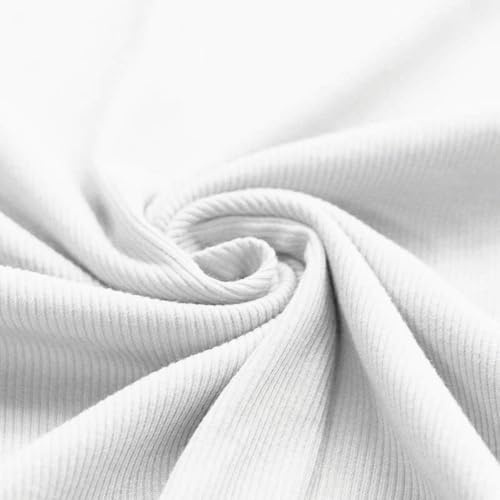 Ribstrick Jersey | Rippenjersey | Rip Jersey | schmale Rippen | softe Farben | für Bekleidung | Ökotex | 50x135 cm | Meterware (weiß)