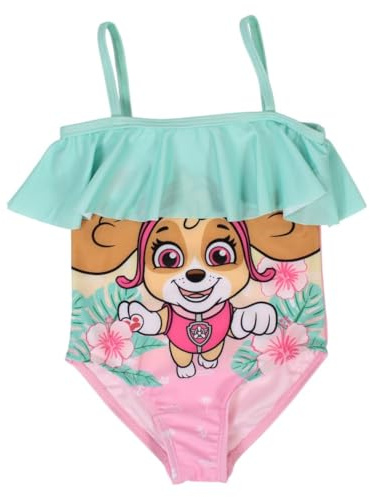 Paw Patrol, Bañador de una Pieza, Niña, Niños (de 3 a 8 años), Body, Rashguard, Bikini, Bañador, Piscina, Playa, Natación, Verano, Modelo Paw 52442969 S1-5/6A, Vert