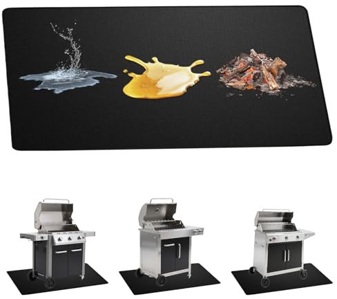 Alfombrilla para barbacoa de gas, protección del suelo, 75 x 120 cm, resistente al calor, base ignífuga, plegable, protección del suelo, alfombrilla antideslizante para barbacoa de gas, parrilla de