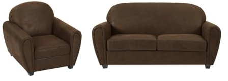 Vente-unique - Canapé 3 Places et Un Fauteuil en Microfibre Aspect Cuir Vieilli Club Victory III