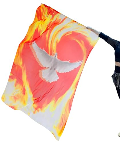 Bandera de oración para iglesia de baile, pancarta de fuego de danza de alabanza con varilla telescópica, pancarta cuadrada para eventos cristianos principiantes, niñas, conciertos al aire libre