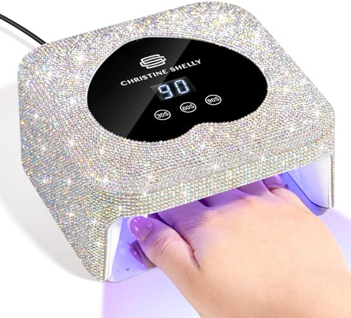 Nail UV Lamp, CHRISTINE SHELLY 48w Gel Polish LED Dryer with Display Auto Sensor and 3 Timer Settings Nail Curing Light Home Beginner DIY Sparkly Rhinestone