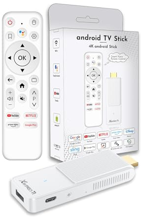 GREVA TV Stick 4K Ultra HD Streaming Dispositivo 2025 Último Android 14.0 TV Stick con GG Assistant Control Reproductor, 2 GB 16 GB HDR/AV1/2.4G/5G WiFi/BT 5.0 Blanco