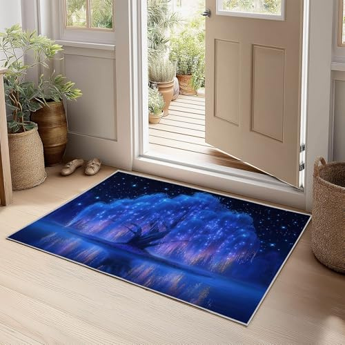Stile Anime Tappeto Salotto Salice Piangente Luminoso Fantasy 60 x 90 cm Tappeti Moderno Del Soggiorno, Tappeto Lavabile Dell'Interno Morbido - Per La Camera Da Letto La Cucina Il Tavolo Della Sala