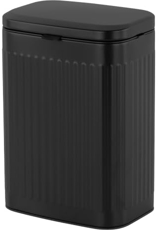 Relaxdays Cubo de basura para pared, 8 l, para colgar o pegar, negro | Con cubeta extraíble, metal, cocina/baño
