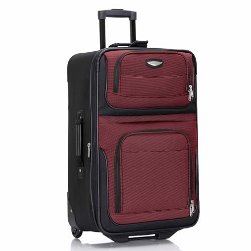 Travel Select Amsterdam Expandable Rolling Upright Luggage, Burgundy, Checked 25-Inch, Amsterdam Expandable Rolling Upright Luggage