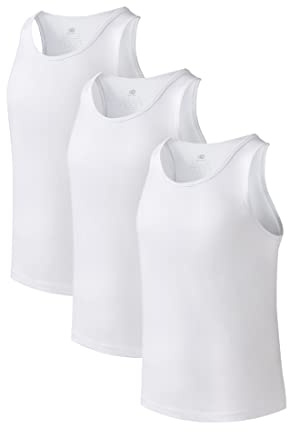 DAVID ARCHY Men's Tank Tops Undershirts 40S Bamboo Blended Stretch Vest for Men Fit Smooth Cool Fresh Lightweight Moisture-Wicking Underwear Mens Tees Sleeveless T-Shirts 3 Pack White