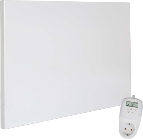 VIESTA Calentador de pared infrarrojo con termostato [Mando + Control WIFI] - Radiador de pared infrarrojo - Panel infrarrojo de cristal de carbono - Modelo TH12 WIFI - 300 Watt)