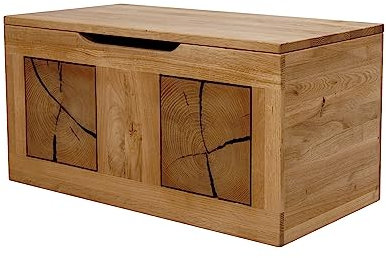 möbelando Truhenbank KM-0660 aus Wildeiche massiv geölt in braun. Abmessungen (BxHxT) 80x40x40 cm