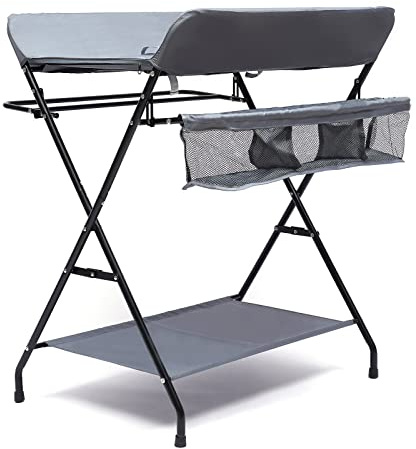 Treeisland Cambiador plegable para bebé, cambiador portátil, con cambiador, mesa cambiadora plegable para bebés de hasta 15 kg