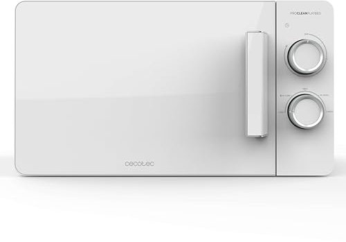 Cecotec Mikrowelle mit Grill Proclean 3020 Flatbed Mikrowelle 20 l, 700 W, 6 Stufen, 3DWave-Technologie, 800 W Halogengrill, kompaktes und modernes Design für perfektes und gleichmäßiges Garen