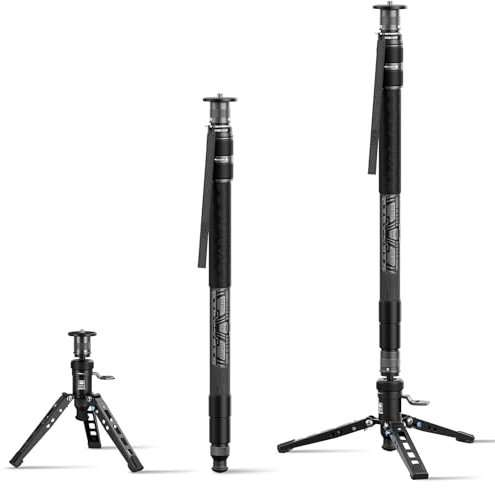 SIRUI SVM-145P Rapid System Carbonfaser-Monopod mit Pedal, 145 cm Einbein-Stativ, Schnellverstellung per Drehverschluss, kompakt & nur 1.52 kg, max. 10 kg Traglast