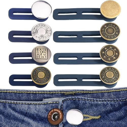 8 Stück Hosenbunderweiterung,Hosenknopf Verlängerung,DruckknöPfe,Knöpfe Hosen Enger Machen,Knopfverlängerung,Expander Button,Hosenversteller,Knopferweiterung,für Jeans,Pants,Bunddehner,Hosenknöpfe