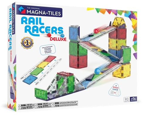 MAGNA-TILES Rail Racers Deluxe 90-Piece Magnetic Construction Set, The Original Magnetic Building Brand