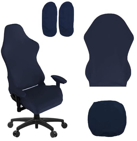 Coprisedia Gaming Elasticizzata, 4 Pezzi Gioco Lavabili Copertura delle Sedia, Blu Navy Rivestimento Elasticizzato per Sedia da Ufficio, Gaming Chair Cover, per Chair da Computer, Chair Gioco