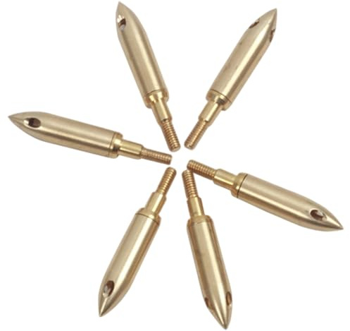 Lawnrden Screw on Archery Arrow Practice Tips, 6Pcs Arrow Tips, Brass Whistling Broadheads, Sound Arrowheads for Locate or Fun with Friends