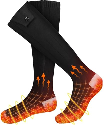 Heated Socks for Women&Men, Rechargeable 6000mAh Battery Powered Electric Heating Socks with 4 Heat Settings Foot Warmers for Outdoor Winter Work Skiing Hunting Camping Hiking Fishing Cycling