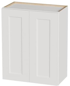 Kisart Laundry Room Cabinets Wall Mounted with Doors & Shelves, Solid Wood RTA Medicine Storage Cabinet, 24Wx30Hx12D Inch White Shaker Hanging Cupboard, Space-Saving for Kitchen, Bathroom, Garage