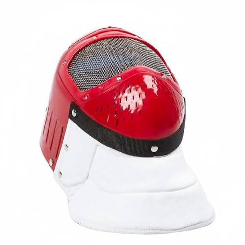 Qianly Máscara de Esgrima Infantil Ligero Casco de Plástico para Esgrima Anti-Puñaladas para Niños, Principiantes, Rojo