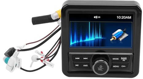MENDUNER IPX6 Vattentät Marin Stereo med 4-tumsskärm | Bluetooth, Inbyggd Förstärkare, USB, MP5-spelare, FM/AM-radio för Båtar, Fordon, Gaffeltruckar