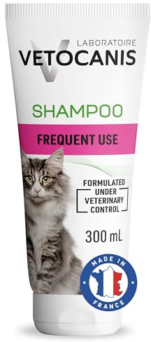 Vetocanis | Shampoing Chat Dermoprotecteur à Usage Fréquent 300 ml | Shampoing Nettoyant à Base de Glycèrine Végétale Parfum Fleur de Lotus | Respecte la Peau et le Poil de votre Chat