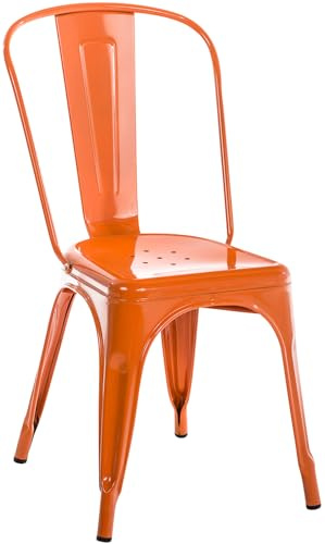 CLP Stuhl Benedikt I Metallstuhl stapelbar und pflegeleicht I Stapelstuhl bis 200 kg belastbar I Sitzhöhe 44 cm, Farbe:orange