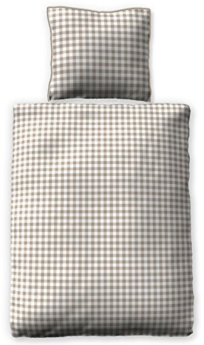 jilda-tex Satinbettwäsche 135x200 cm 100% Baumwolle Design Quadrum Beige Verschiedene Größen (135x200 cm)