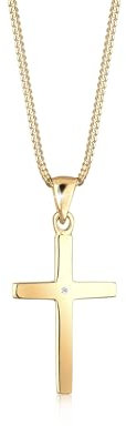 Elli Halskette Damen Kreuz Anhänger Basic mit Diamant (0.005 ct.) in 925 Sterling Silber