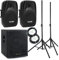 Pronomic 118S-212A Aktive PA-Anlage - aktives PA-Set mit 1x 18-Subwoofer und 2X 12-Satelliten - 600 Watt Gesamtleistung (RMS) - inklusive Boxenständer und 10m-Kabeln