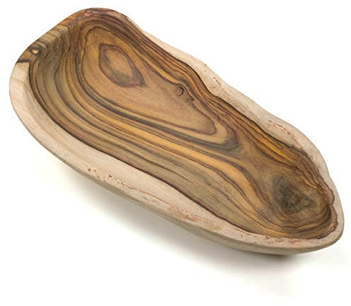 Nexos Trading DIVERO Snackschale Holzschale Dekoschale Obstschale Holzdeko aus Sono-Holz Lange Flache Ablage Schmuckschale braun Natur