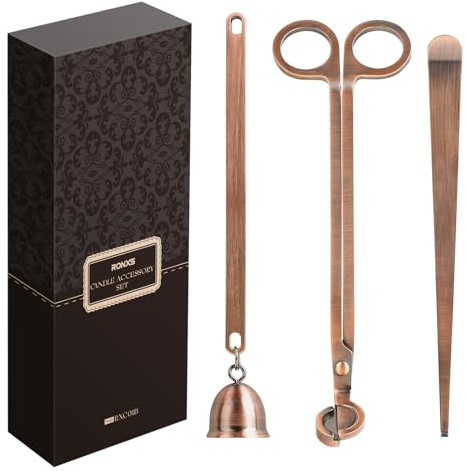 RONXS - Ensemble d'accessoires de bougie 3 en 1 avec coupe-mèche, éteignoir à bougie, crochet plongeur à mèche avec emballage cadeau pour les amateurs de bougies