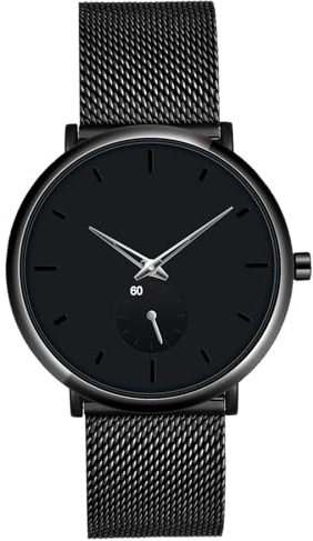 SUPBRO Herren Uhr Männer Edelstahl Wasserdicht minimalistische Armbanduhr Analog Zifferblatt Business Uhr Ultra Dünne schwarz
