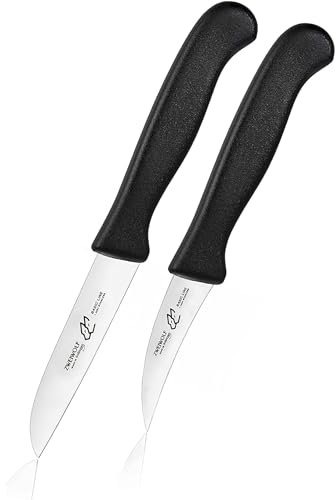 ZWEIWOLF Basic Line 2er Set Obst- und Gemüsemesser | 1 x gerade und 1 x gebogene Klinge | Edelstahl rostfrei, extra scharf, spülmaschinenfest | Made in Solingen