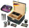 Mari & Juan Bamboo Box Grinder Box I Storage Box with Combination Lock Including Rolling Tray Leaves Filter Glass Container and Much More I Grinder Set I Herb Accessories Stash Box I Crusher Set in