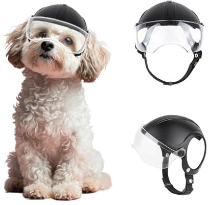 PETLESO Hundehelm mit robuster Brille Haustierhelm UV-Schutz Transparente Sonnenbrille für kleine Hunde - Transparente Linse