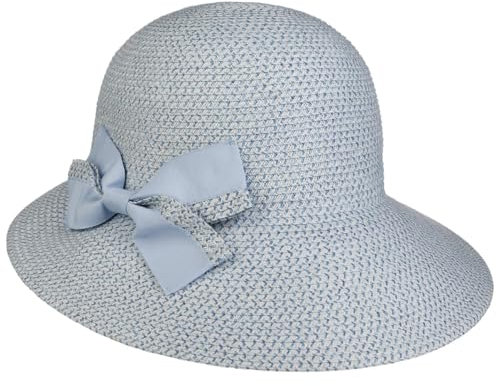 Seeberger Vallena Strohhut mit Schleife Glockenhut Sonnenhut Sommerhut Damenhut Damen - Frühling-Sommer Sommer - One Size hellblau