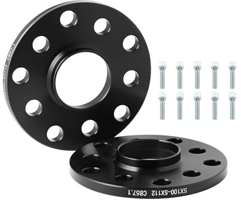 GEARMONSTER Spurverbreiterung 2x20mm Distanzscheiben Set LK: 100/5+112/5 NLB:57.1 mit 10 Stück Radschrauben M14x1.5x50mm Spurverbreiterungen für VW Golf GTI Polo