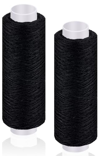 2 Stück Nähgarn schwarz, 200 Yards Nähmaschinengarn, Stickgarn schwarz, Nähgarn für Nähmaschine zum Handquilten, Sticken, Basteln