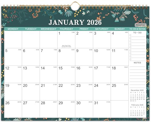 Calendar 2026 - Wall Calendar 2026, from January to December 2026, 37 x 29 cm, 2026 Calendar UK, Notes & To-Do List, Large Writing Blocks, Stylish Page Design