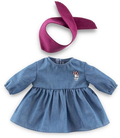 Corolle - Robe en Jean Manches Longues & Foulard Petit Explorateur, Vêtement Poupon 30cm, dès 18 Mois, 9000111220