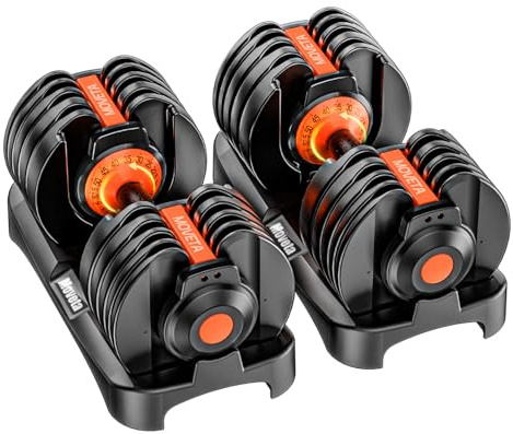 Moveta Adjustable Dumbbells Set of 2，Free Weights Dumbbells Set，Adjustable Dumbbell Set，52.5 lbs pair 105 lbs，15 in 1，for Men/Women Gym Equipment for Home Strength Training Equipment