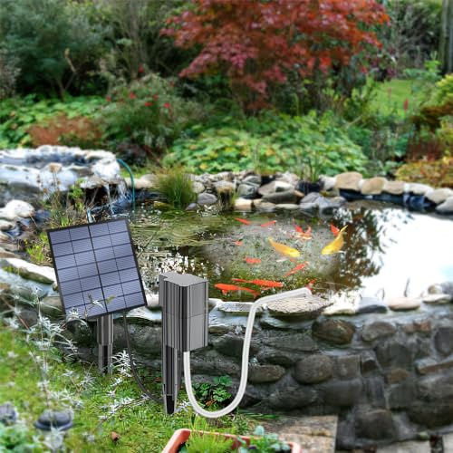 Dioche Solar Pond Pump Aireador de Estanque Solar Bomba de Aire de 2,5 W con 1 Piedra de Burbuja de Aire Caudal de 0,6 L/min para Hidroponía de Estanque de Peces Al Libre - y Portátil