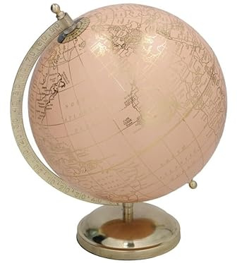 DRW Globo terraqueo Rose Gold Rosa y Dorado con Base Dorada 18x21x24 cm