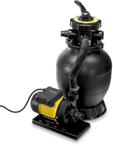 TROTEC Pompa filtro a sabbia TSP 7900 E – Pompa per piscina con valvola a 7 vie, potenza 7900 l/h, 250 W, per sabbia, vetro filtro e sfere filtranti, potente impianto di filtraggio per piscina da