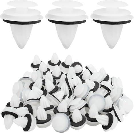 Lot de 50 Clips de Voiture, Clips de Fixation pour Panneaux de Porte, Attaches Universelles en Plastique avec Tampon Éponge Antivibrations, Rivets pour Auto, Remplacement Idéal