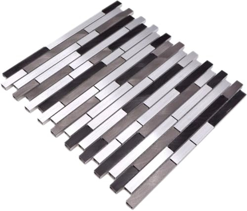 Mosaik-nätverk Mosaikplatta Verbund Alu mix alu/grå/svart aluminium metall kakelspegel, mosaiksten Format: 15 x 48 /98/148 x 8 mm, bågstorlek: 298 x 338 mm, 1 båge/matt